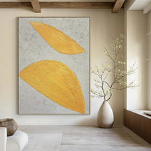 Load image into Gallery viewer, “Golden Leaves” - Textured Leaf Impressions, Great for Luxury Bedroom Glow, Abstract Painting on Canvas DKH1074
