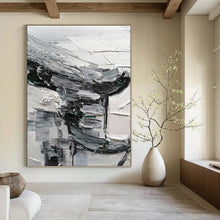 Load image into Gallery viewer, “Monochrome Textured Abstract” - Black, White, Grey Abstract Art on Canvas DKH1297
