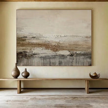 Load image into Gallery viewer, Hand - Painted Light Brown Layered Abstract Acrylic Art for Wabi - Sab Style Bedroom Headboard Decoration LargeART1628
