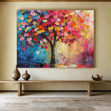 Load image into Gallery viewer, Colorful Tree “Patchwork Blossoms” Painting on Canvas, Whimsical Nature Art DKH858
