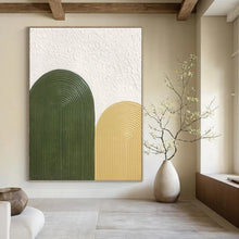 Load image into Gallery viewer, “Green and Yellow Textured Arches” - Green, Yellow Abstract Art on Canvas DKH1176
