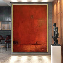 Load image into Gallery viewer, Deep Red Textured Field Acrylic Art - Suited for Dramatic Dining Room &amp; Introspective Study LargeART0653
