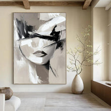 Load image into Gallery viewer, Monochrome Abstract Face Painting, Minimalist Gray - Toned Art for Modern Bedroom &amp; Chic Office LargeART2193
