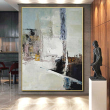 Load image into Gallery viewer, Large - Scale Soft - Toned Abstract Cityscape Acrylic for Minimalist Apartment &amp; Art - Lover’s Café LargeART0352
