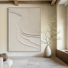 Load image into Gallery viewer, Beige Textured Lines Abstract Canvas Painting, Ideal for Minimalist Bedroom &amp; Serene Yoga Studio LargeART1094
