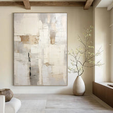 Load image into Gallery viewer, “Neutral Geometric Abstract Textures” - Beige, Grey, Black Abstract Art on Canvas DKH1255
