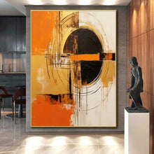 Load image into Gallery viewer, Orange - Black - White Geometry Art for Modern Office &amp; Bold Living Room LargeART0853
