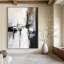 Load image into Gallery viewer, Black &amp; White Abstract Structure Art, Ideal for Minimalist Living Room &amp; Modern Office LargeART2087
