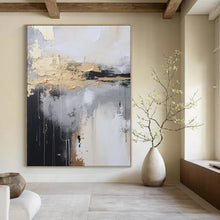 Load image into Gallery viewer, Gray - Gold Drip Abstract Painting, Ideal for Industrial - Chic Loft &amp; Modern Art Studio LargeART1399
