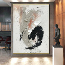 Load image into Gallery viewer, Light Gray Textured Abstract Painting, Healing SPA Rest Areas &amp; Reading Nook Quiet Walls LargeART0809
