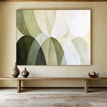Load image into Gallery viewer, Hand - painted Geometric Green Circles Acrylic Art for Mid - Century Modern Hallways LargeART1700
