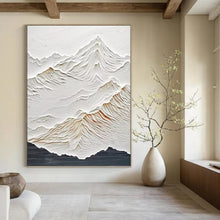 Load image into Gallery viewer, “Textured White Mountain Range” Abstract Nature - Inspired Painting on Canvas, Serene Decor DKH985
