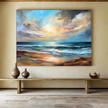 Load image into Gallery viewer, Large - Scale Hand - painted Seaside Sunset Ideal for Living Room Sofa Backdrop LargeART1595
