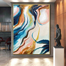 Load image into Gallery viewer, Hand - painted Substantial Colorful Fluid Abstract Acrylic Art for Trendy Cafes LargeART0033
