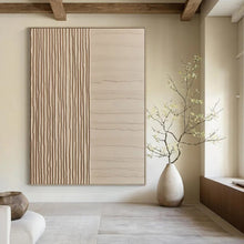 Load image into Gallery viewer, “Beige Textured Stripes” - Minimalist Abstract Art on Canvas DKH1478
