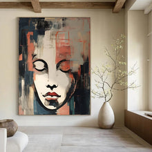 Load image into Gallery viewer, “Fragmented Face in Abstract Blocks” – Expressive Figurative Abstract with Cubist Influence DTP124
