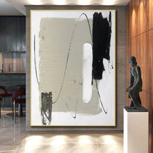 Load image into Gallery viewer, Large - Scale Minimalist Gray - Black Abstract Art - Ideal for Serene Bedroom &amp; Modern Office Lounge LargeART0800
