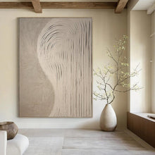 Load image into Gallery viewer, Beige Curved Texture Art for Modern Bedroom Retreat &amp; Zen - like Spa Lounge LargeART0958
