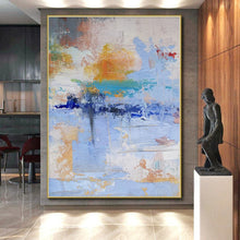 Load image into Gallery viewer, Large - Scale Hand - painted Blue - Toned Abstract Mosaic Acrylic Art for Coastal - Inspired Living Rooms LargeART0224
