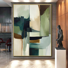 Load image into Gallery viewer, Custom Large Green and Gold Abstract Fusion - Ideal for Eco - Chic Home &amp; Art - Loving Café LargeART0757
