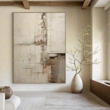 Load image into Gallery viewer, “Industrial - Inspired Abstract” - Beige, Grey, Brown Abstract Art on Canvas DKH1319

