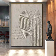 Load image into Gallery viewer, Textured White Curved Lines Acrylic Art - Great for Scandinavian - inspired Nursery &amp; Zen Meditation Space LargeART0596
