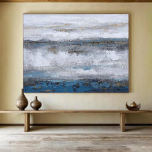 Load image into Gallery viewer, Blue - Gray Textured Abstract Painting on Canvas - “Coastal Rhythm” DKH609
