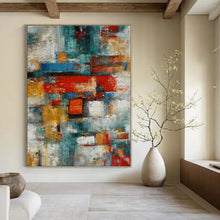Load image into Gallery viewer, Colorful Cubist Abstract Painting, Perfect for Creative Office &amp; Eclectic Gallery Wall LargeART1395
