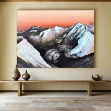Load image into Gallery viewer, Snow - Capped Mountains with Orange Sky Abstract Painting on Canvas - “Mountain Dream” DKH651
