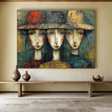 Load image into Gallery viewer, Textured Portrait Painting on Canvas - “Hat - Wearing Figures” DKH763
