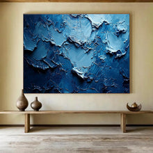 Load image into Gallery viewer, Textured Blue Abstract Painting on Canvas - “Deep Blue Textures” DKH758
