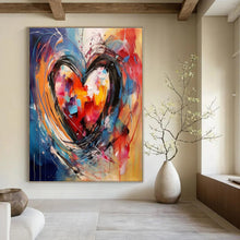 Load image into Gallery viewer, Colorful Heart Abstract Canvas Painting, Perfect for Romantic Bedroom &amp; Art - Filled Wedding Venue LargeART1273
