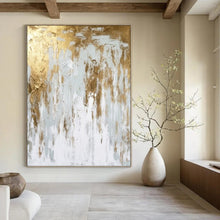 Load image into Gallery viewer, Gold and Gray Drip Art Acrylic Art, Nice for Entryway &amp; Master Bedroom LargeART1037
