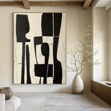 Load image into Gallery viewer, Black &amp; White Minimalist Abstract Figures - Perfect for Modern Dining Room &amp; Library LargeART2368
