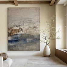 Load image into Gallery viewer, Hand - painted Large - sized Gray - Blue Textured Abstract Acrylic Art for Coastal - Inspired Studies LargeART0129

