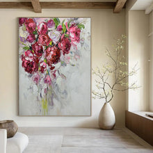 Load image into Gallery viewer, “Impasto Pink Flower Bouquet” - Vibrant Floral Art on Canvas DKH1464
