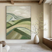 Load image into Gallery viewer, Textured Green Hill Landscape Abstract, Suited for Cozy Cottage Living Room &amp; Earthy - Toned Study LargeART1988
