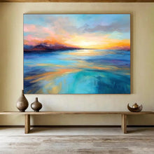 Load image into Gallery viewer, Vibrant Sunset Over the Ocean Abstract acrylic painting DLZ069
