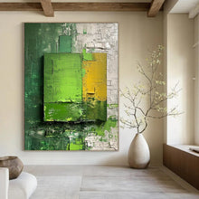 Load image into Gallery viewer, “Layered Green and Yellow Abstract” - Abstract Acrylic with Depth DTP030
