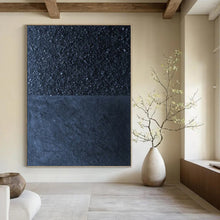 Load image into Gallery viewer, “Two - Tone Black and Blue Textured Art” - Black, Blue Abstract Art on Canvas DKH1247
