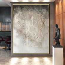 Load image into Gallery viewer, Beige Textured Abstraction Art for Minimalist Library &amp; Art Gallery LargeART0867
