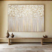 Load image into Gallery viewer, White Flower and Gold Painting on Canvas - “Elegant Garden” DKH787
