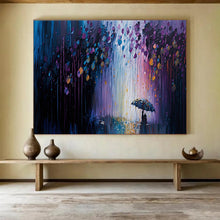 Load image into Gallery viewer, Rainy Night “Colorful Downpour” Painting on Canvas, Romantic Weather Art DKH876
