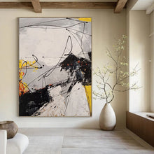 Load image into Gallery viewer, “Dynamic Dissonance” – Black, White, Yellow &amp; Red Abstract Acrylic DTP054
