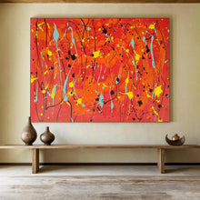 Load image into Gallery viewer, Hand - painted Red Background Drip Painting Acrylic Art for Energetic Gym Interiors LargeART1725
