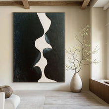 Load image into Gallery viewer, Black and White Kiss Abstract Canvas Painting, Perfect for Intimate Bedroom &amp; Contemporary Art Space LargeART1199
