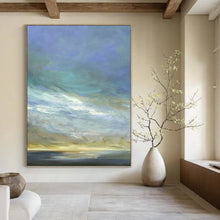 Load image into Gallery viewer, “Dreamy Sky Horizons” Abstract Cloudscape Painting on Canvas, Soothing Wall Art DKH954
