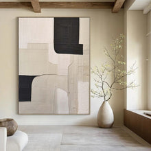 Load image into Gallery viewer, Grand Hand - painted Black &amp; White Geometric Layered Acrylic Art for Contemporary Lounges LargeART0148
