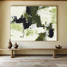Load image into Gallery viewer, Green And Black Abstract Painting On Canvas DKH444
