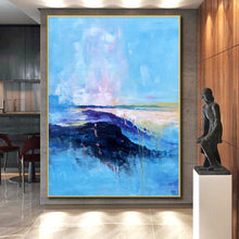 Load image into Gallery viewer, Massive Blue - Toned Coastal Abstract Acrylic for Beachfront Villa Bedroom &amp; Relaxing Spa Lounge LargeART0326
